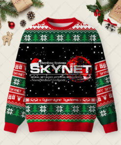 Skynet Workspace Ugly Christmas Fuzzy Fleece Sweatshirt