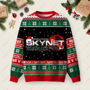 Skynet Workspace Ugly Christmas Fuzzy Fleece Sweatshirt