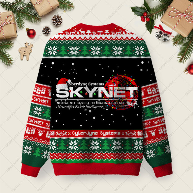 Alternative view of Skynet Workspace Ugly Christmas Fuzzy Fleece Sweatshirt