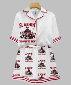 Slashin Through The Snow Killer Movie Christmas Art Print Pajama Set