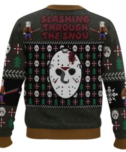 Alternative view of Slashing Through The Snow Jason Voorhees Ugly Christmas Sweater
