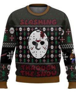Slashing Through The Snow Jason Voorhees Ugly Christmas Sweater