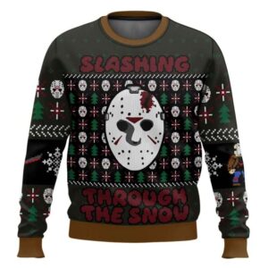 Slashing Through The Snow Jason Voorhees Ugly Christmas Sweater