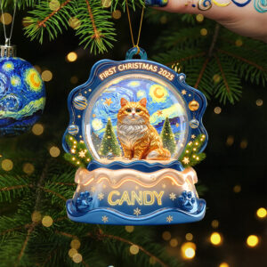 Alternative view of Slay Cat Christmas Ornament Personalized Gifts For Cat Lovers 04TGTA230825