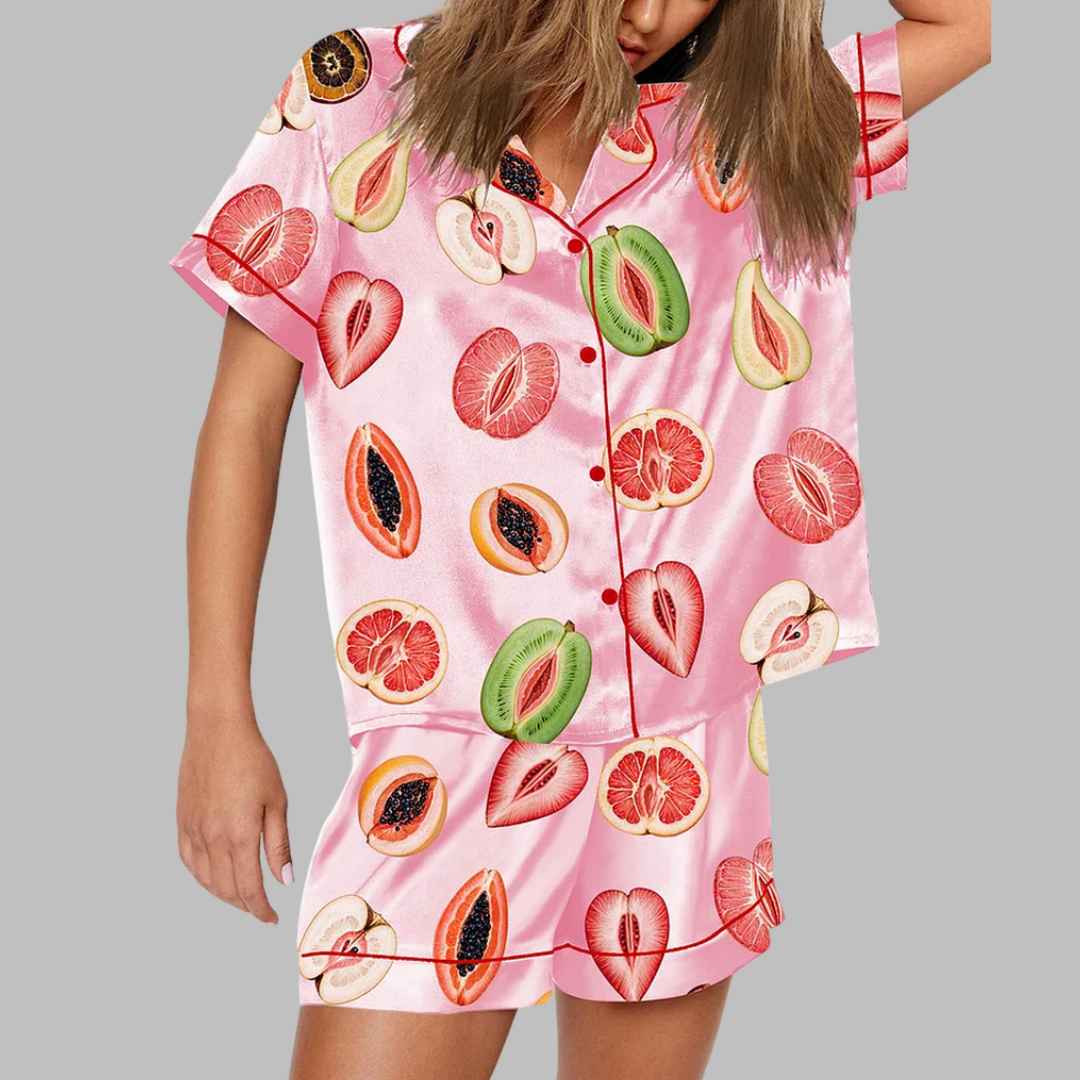 Sliced Feminine Fruit Art Print Pajama Set
