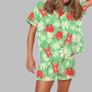 Alternative view of Sloth Floral Pajama Set For Women
