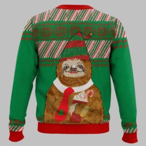Alternative view of Sloth Santa Ugly Christmas Sweater