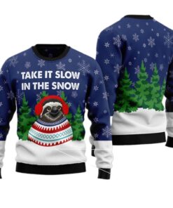 Sloth Take It Slow Ugly Christmas Sweater