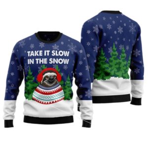Alternative view of Sloth Take It Slow Ugly Christmas Sweater - Grishko.com