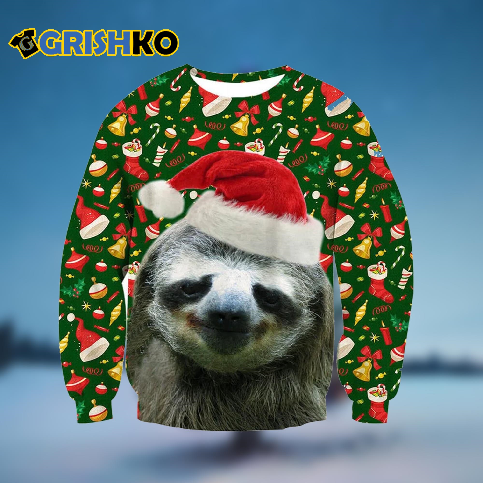 Sloth Xmas Ugly Christmas Sweater - Grishko.com