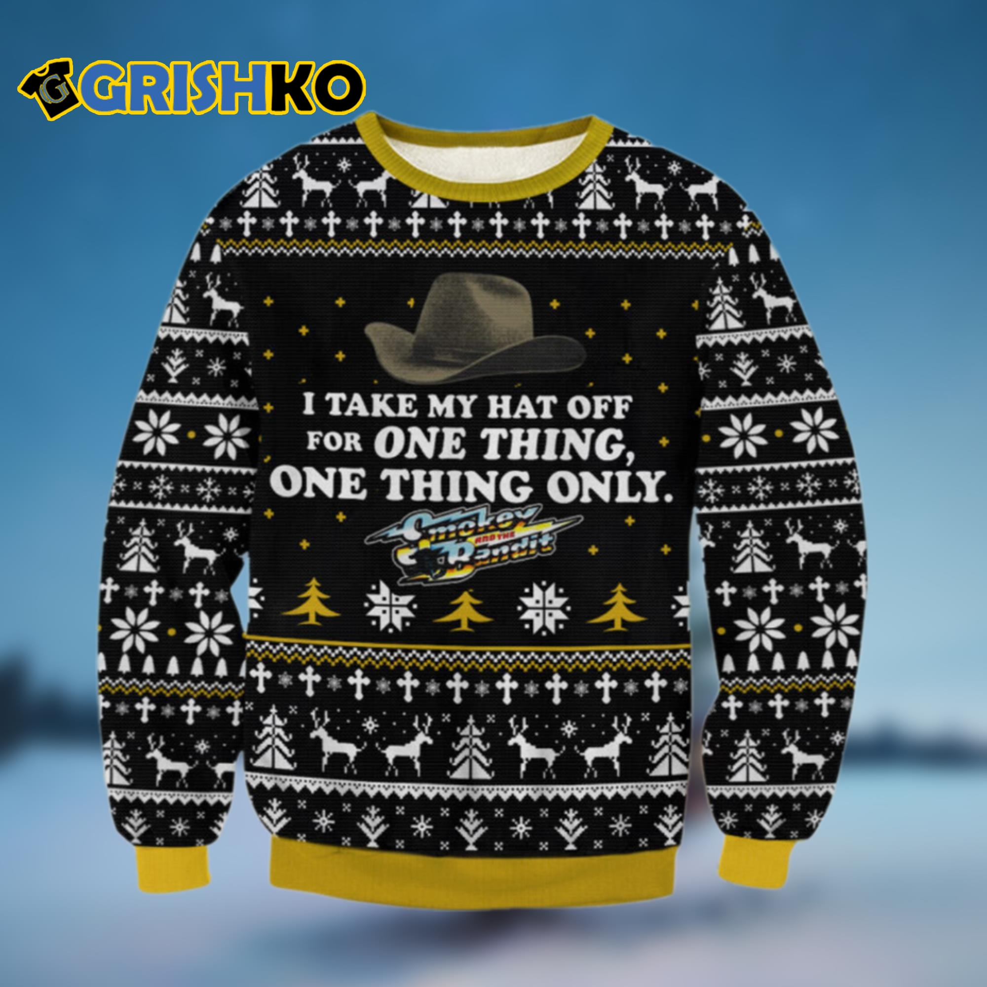 Smokey and The Bandit Action Comedy Trucking Movie Hat Adult Ugly Sweater - Grishko.com