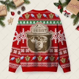 Alternative view of Smokey Bear Ugly Christmas Fuzzy Fleece Sweatshirt
