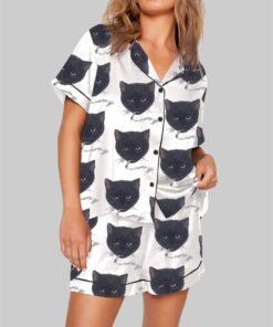 Smoking Cat Short Sleeve Pajama Set