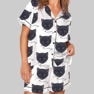 Smoking Cat Short Sleeve Pajama Set