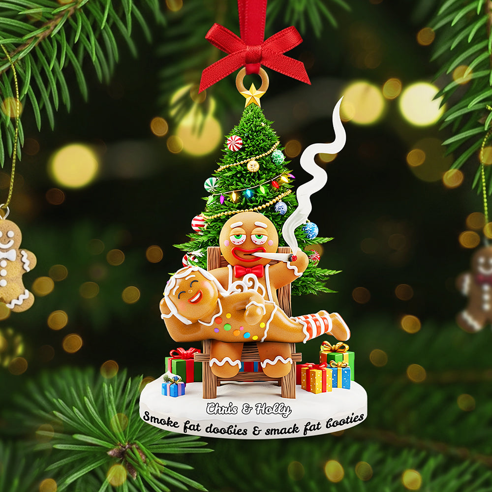 Smoking Gingerbreads Personalized Funny Gifts For Couple Christmas Ornament 04tota170925