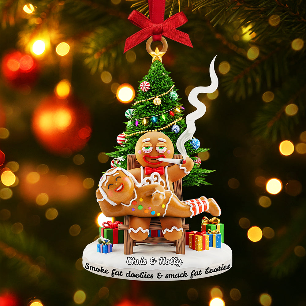 Smoking Gingerbreads Personalized Funny Gifts For Couple Christmas Ornament 04tota170925 - Image 3