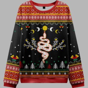 Snake And Moon Phase Ugly Christmas Sweater - gullprint.com
