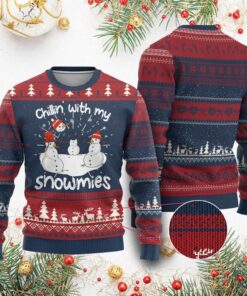 Snowman Chillin With My Snowmies Ugly Christmas Sweater