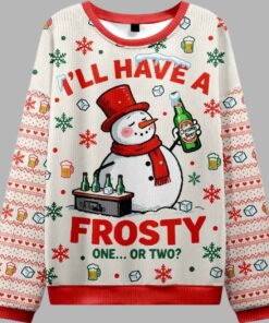 Alternative view of Snowman Drinking Beer Christmas Ugly Sweater