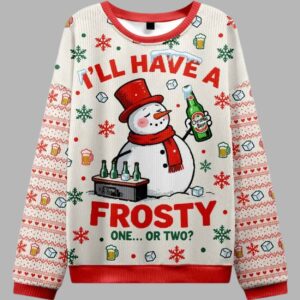 Snowman Drinking Beer Christmas Ugly Sweater - gullprint.com