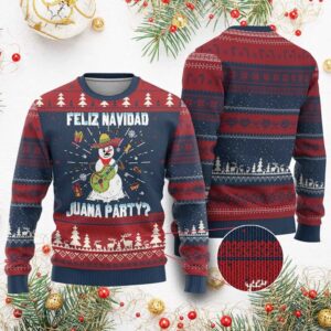 Snowman Feliz Navidad Juana Party Ugly Christmas Sweater - Grishko.com