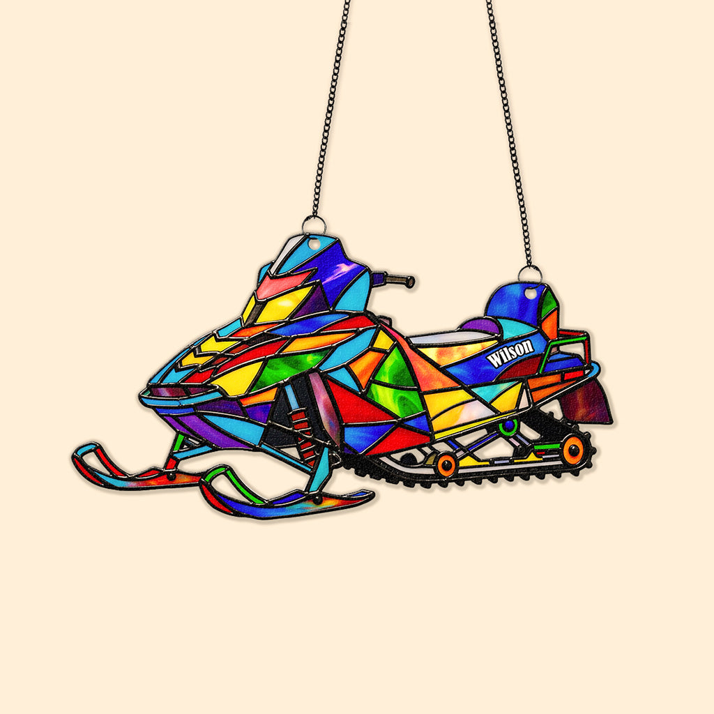 Alternative view of Snowmobile suncatcher  - Personalized Gifts For Snowmobile Lover 02PGMG250725