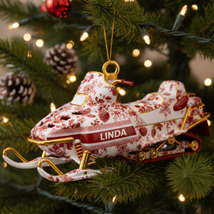 Snowmobile Toile de Jouy Ornament - Personalized Christmas Gifts 01PGDT151025