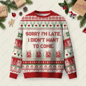 Sorry I am Late Ugly Christmas Fuzzy Fleece Sweatshirt