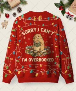 Alternative view of Sorry I Can't I'm Overbooked Ugly Christmas Fuzzy Fleece Sweatshirt