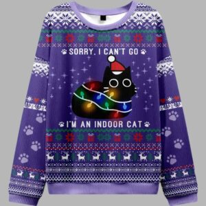 Alternative view of Sorry Iâ€™m an Indoor Cat Ugly Christmas Sweater - gullprint.com