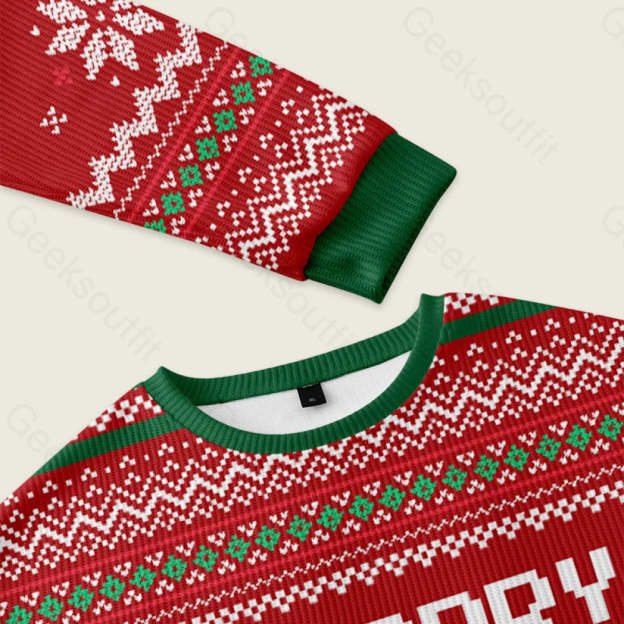Sorry I'm Late. I didn't Want to Come Red Ugly Christmas Fuzzy Fleece Sweatshirt - Image 3