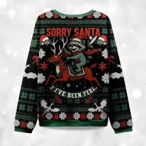 Alternative view of Sorry Santa I've Been Feral Christmas Ugly Sweater