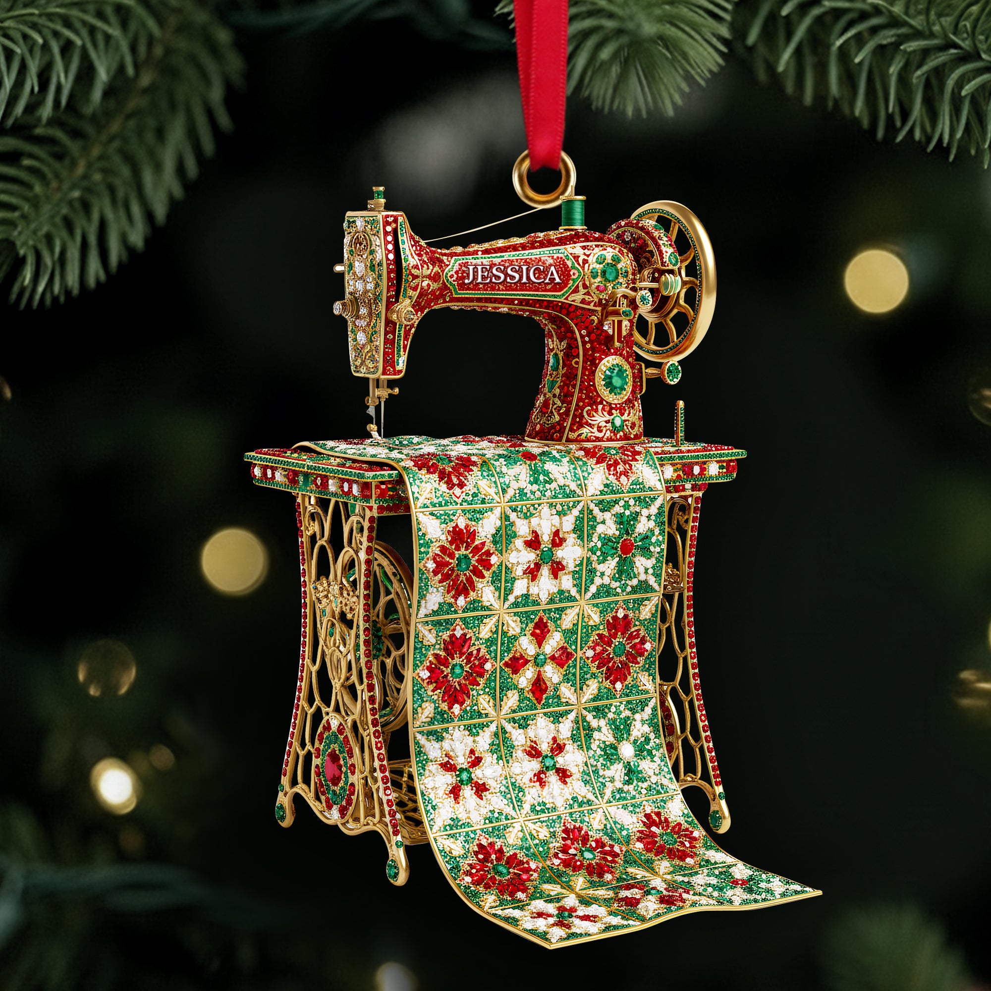 Sparkle Sewing Machine Ornament- Personalized Christmas Gifts For Sewing Lovers 05OHLU181025 - Image 3