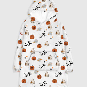 Spirit Halloween Pumpkin Boo Flannel Blanket Hoodie