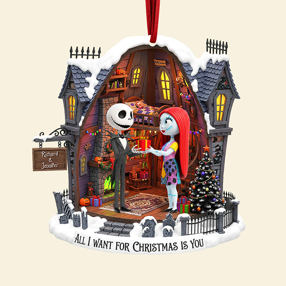 Spooky Couple Christmas Ornament - Personalized Gifts For Couple 02pgqn120925 - Image 4