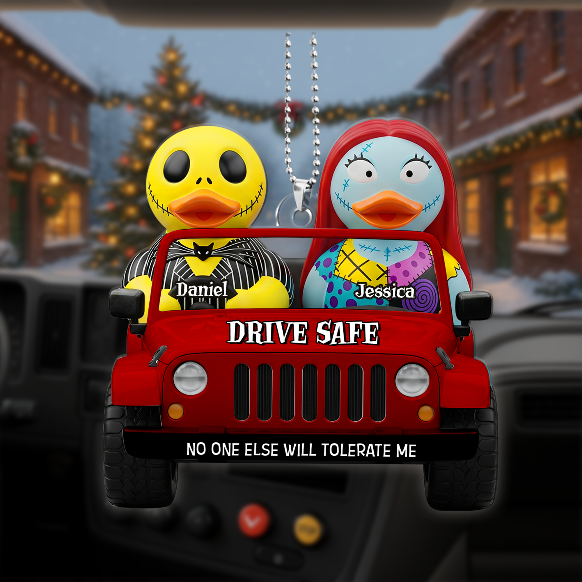 Spooky Couple Drive Safe Car Ornament -Personalized Gifts For Couples 05NALU020825 - Image 3