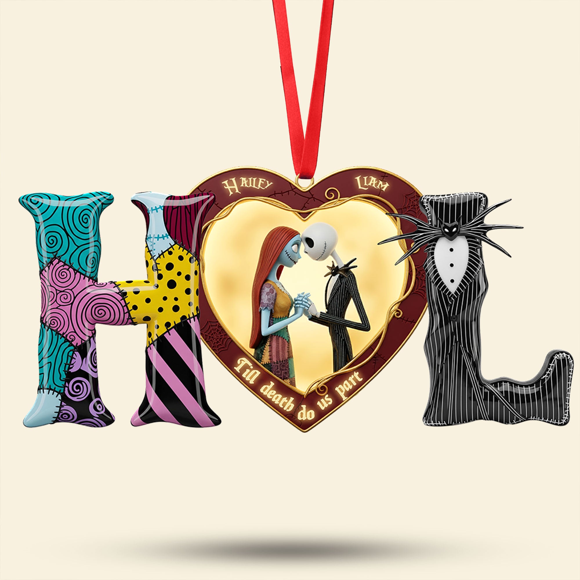 Alternative view of Spooky Couple Ornament - Custom Letter Gifts For Couple 01hyti021025