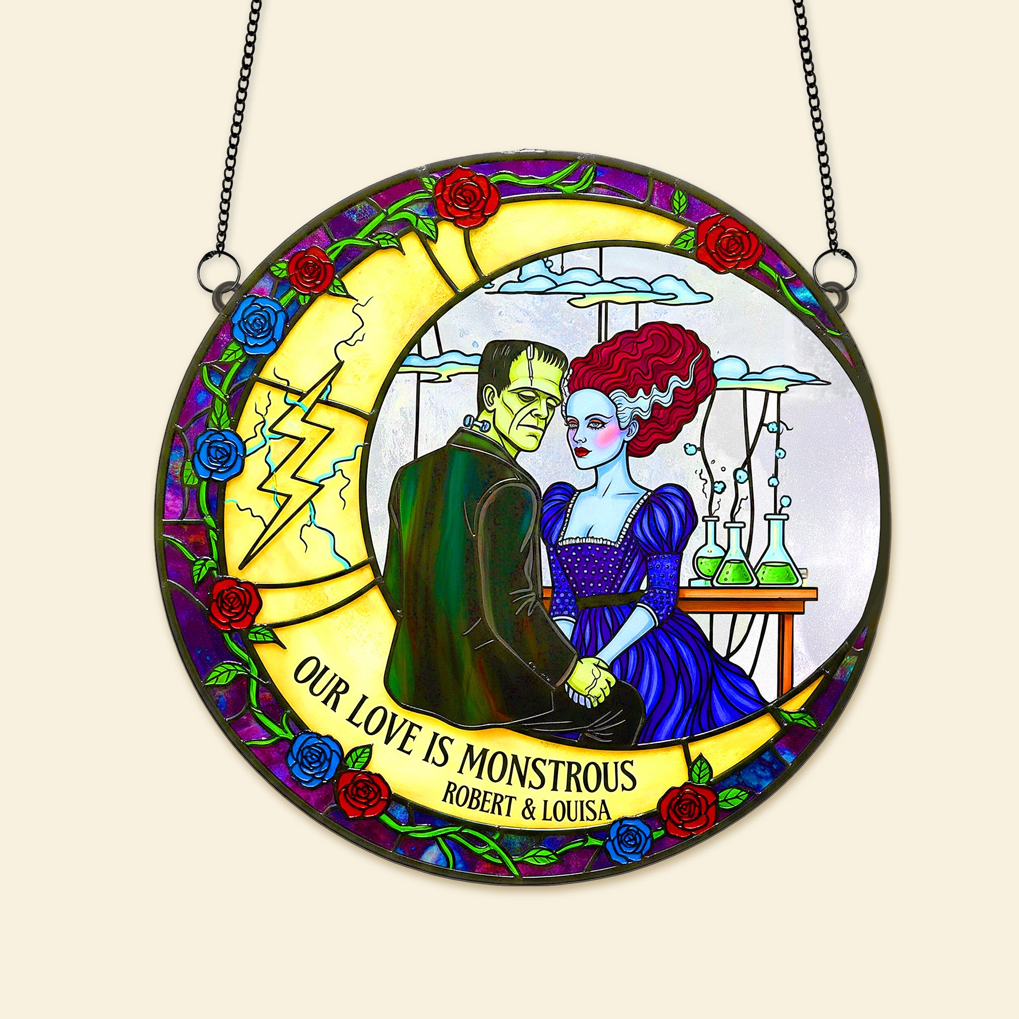 Spooky Couple Suncatcher Ornament - Personalized Gifts For Couple 01HUMG090825 - Image 3
