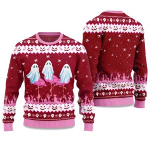 Alternative view of Spooky Flamingo Ugly Sweater