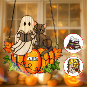 Alternative view of Spooky Ghost Suncatcher Ornament  - Personalized Gifts For Book Lovers 04PGMG060825
