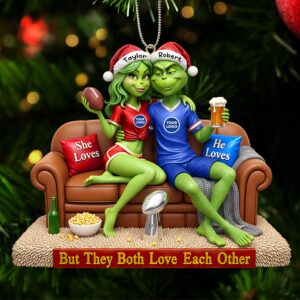 Alternative view of Sport Lover Green Monster Couple  Ornament - Personalized Gift For Couple Christmas Ornament 05HUTI291025