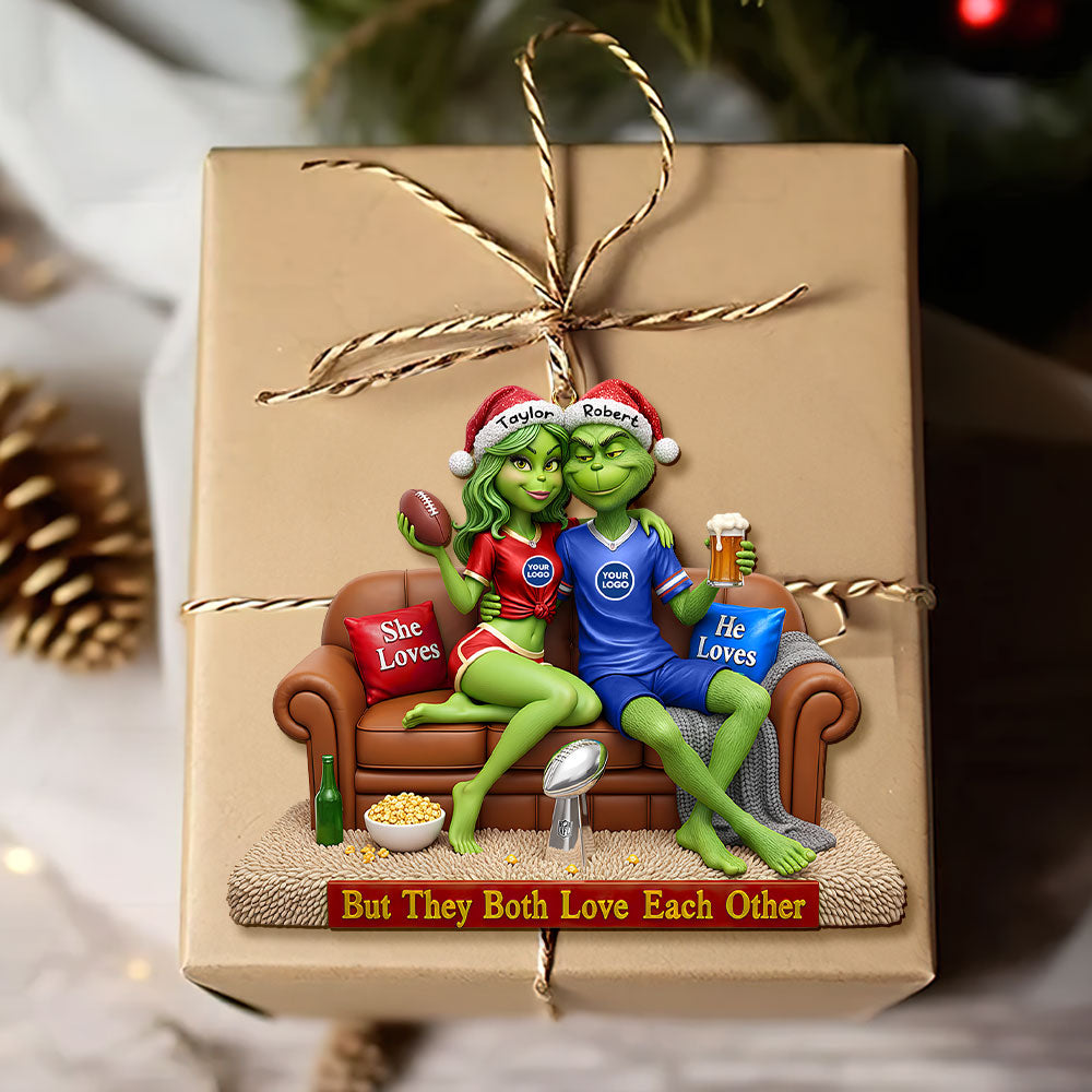 Sport Lover Green Monster Couple Ornament - Personalized Gift For Couple Christmas Ornament 05HUTI291025 - Image 3
