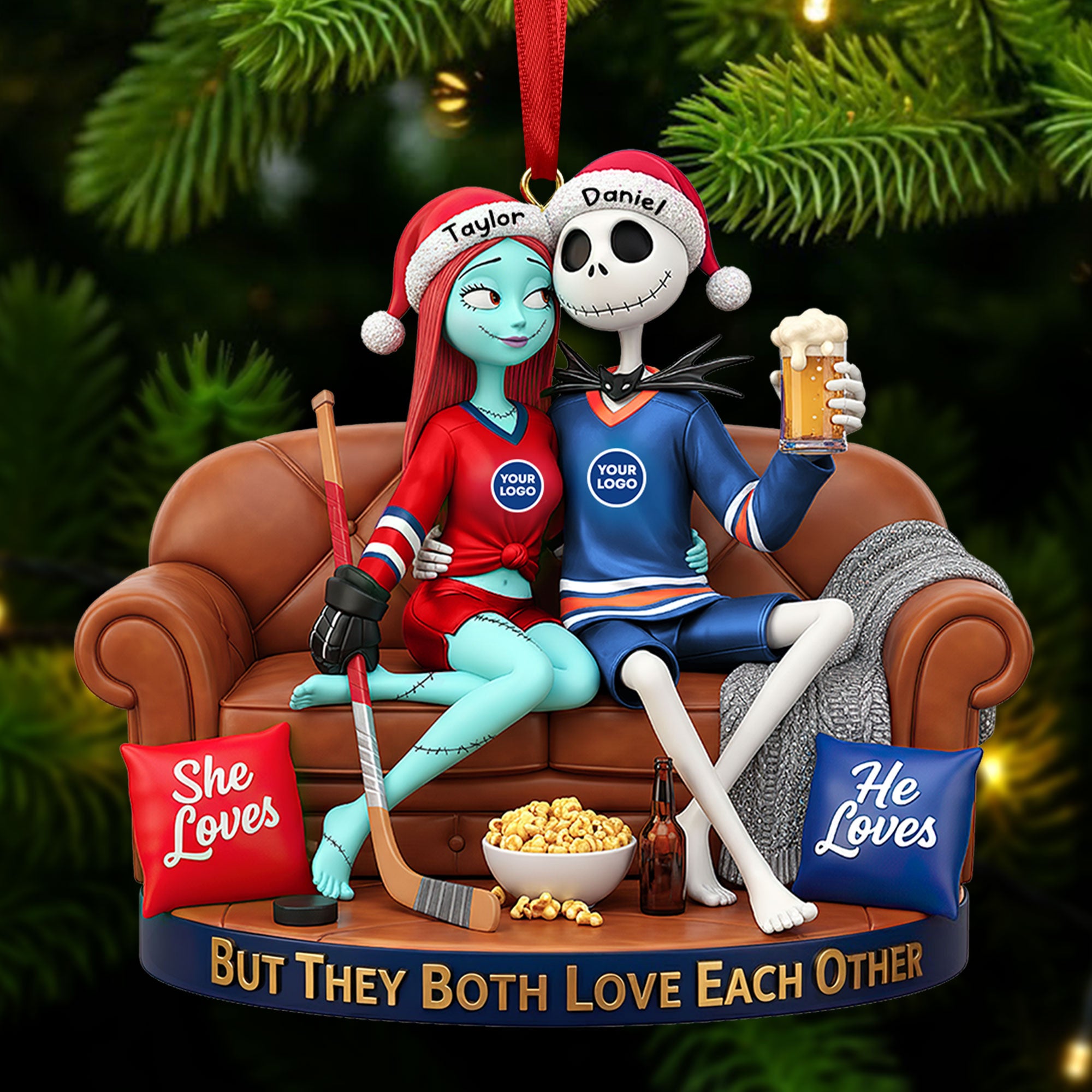 Alternative view of Sporty Couple Christmas Ornament - Personalized Gifts For Couple 04huti281025