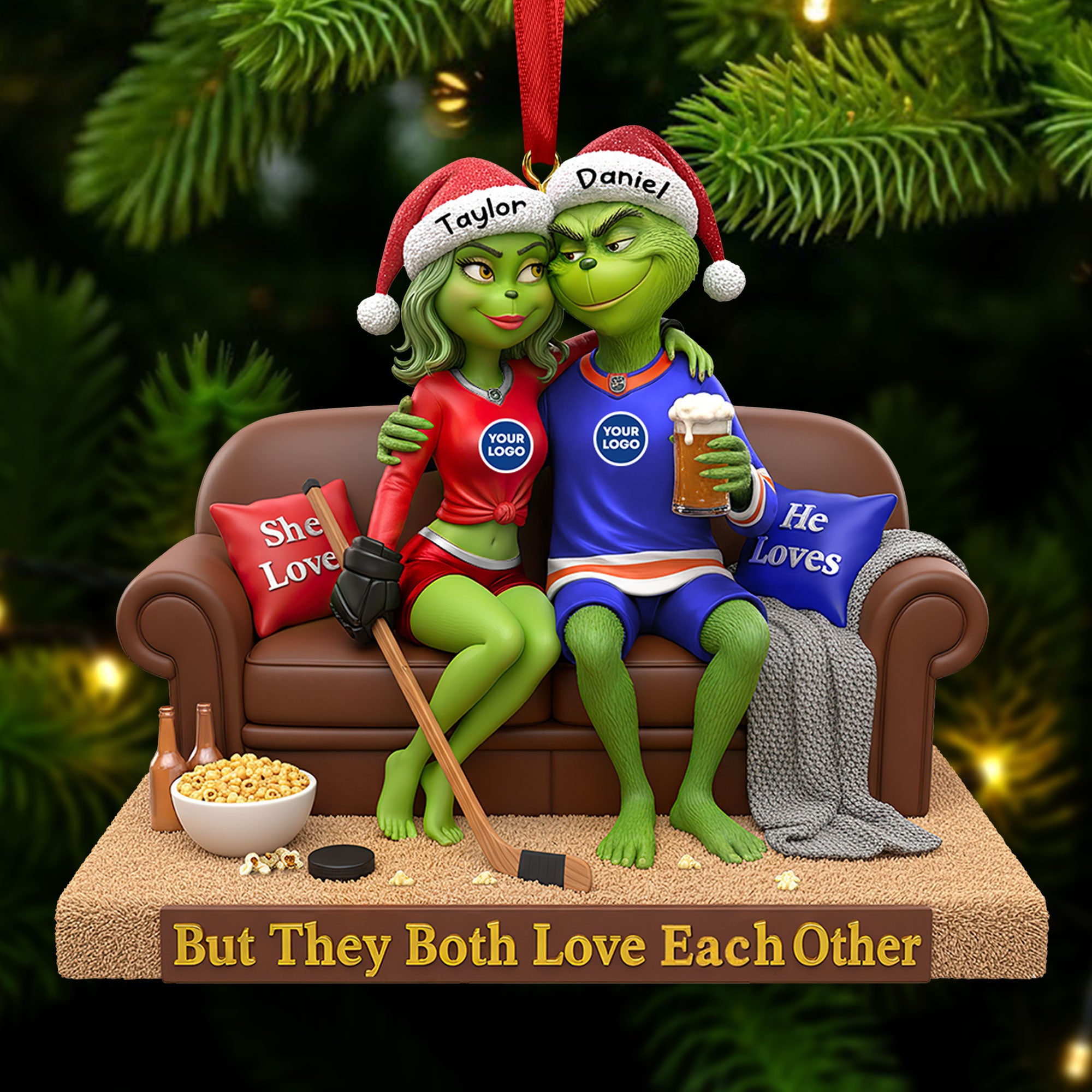Alternative view of Sporty Green Couple Christmas Ornament - Personalized Gifts For Couple 05huti281025