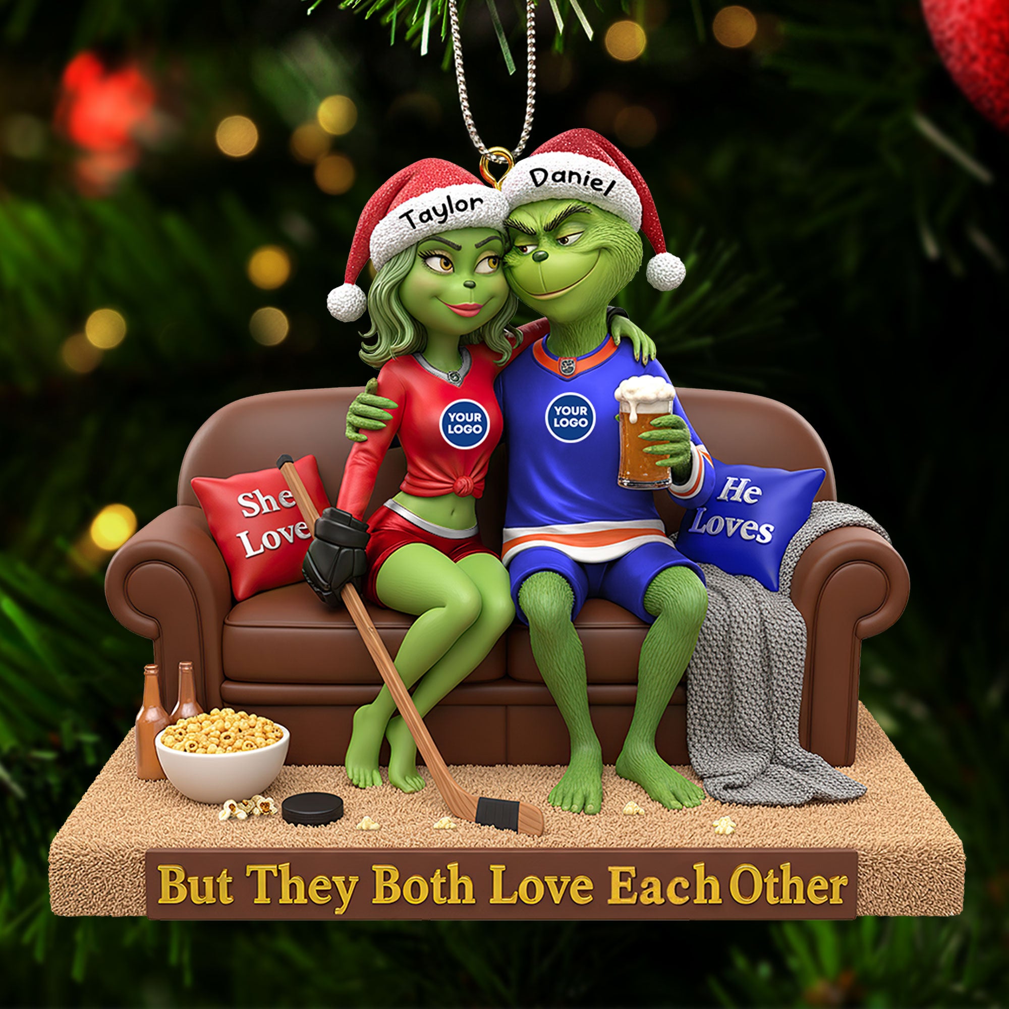 Sporty Green Couple Christmas Ornament - Personalized Gifts For Couple 05huti281025