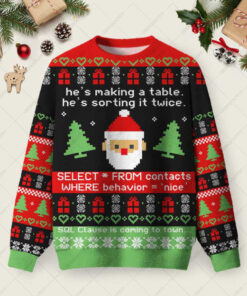 Sql Clause Is Coming to Town Ugly Christmas Fuzzy Fleece Sweatshirt
