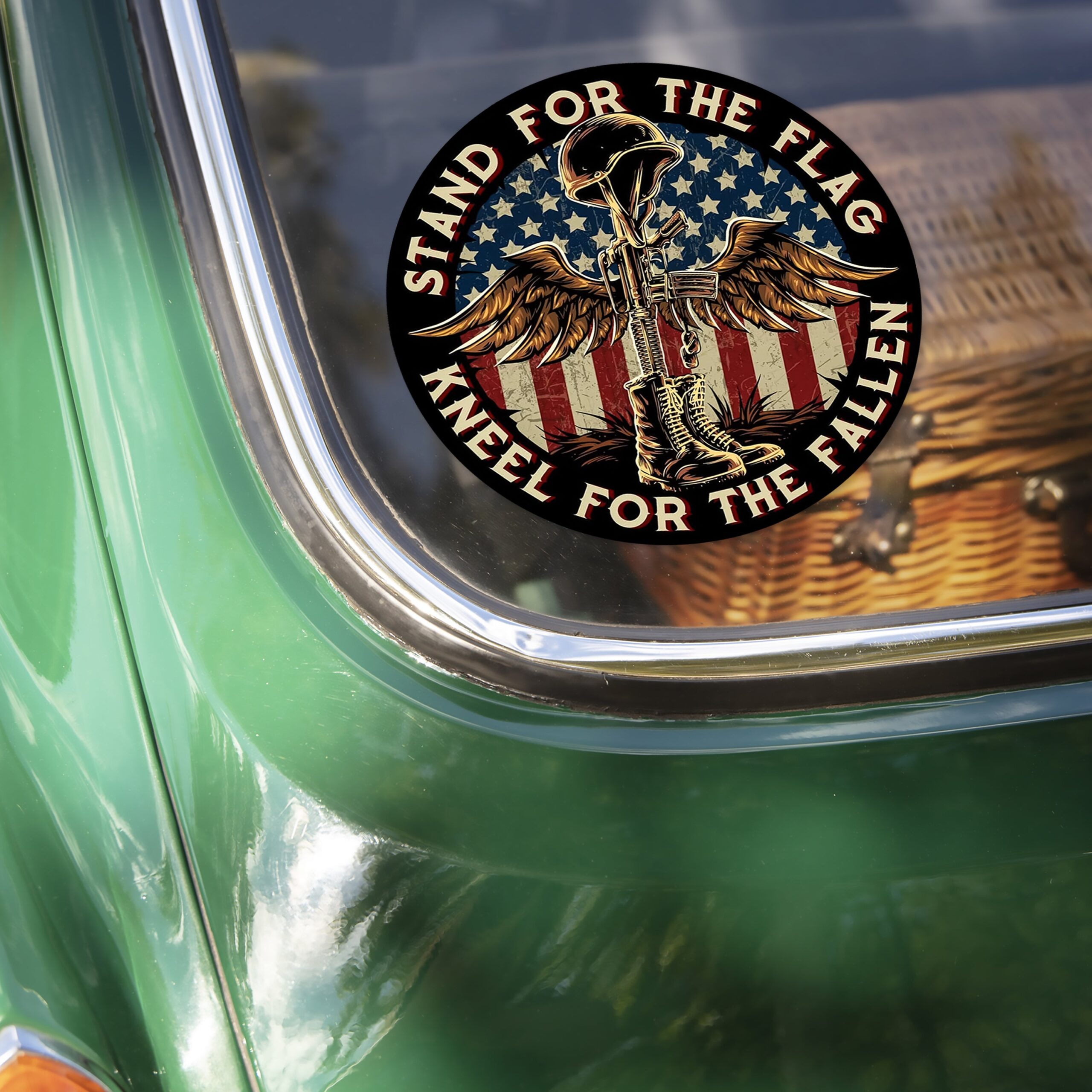 Stand For The Flag Kneel For The Fallen Patriotic With US Flag Decal Sticker - Image 3