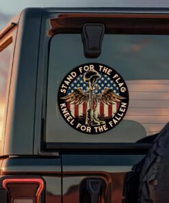 Alternative view of Stand For The Flag Kneel For The Fallen Patriotic With US Flag Decal Sticker