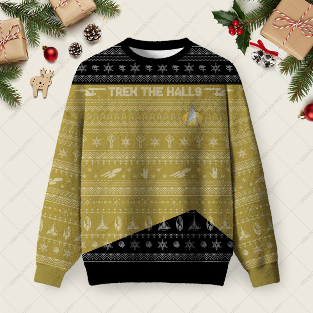 Star Trek Ugly Christmas Fuzzy Fleece Sweatshirt - Image 3