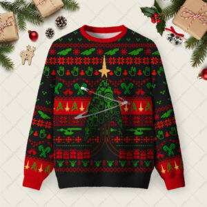 Starship Universe Black Ugly Christmas Fuzzy Fleece Sweatshirt